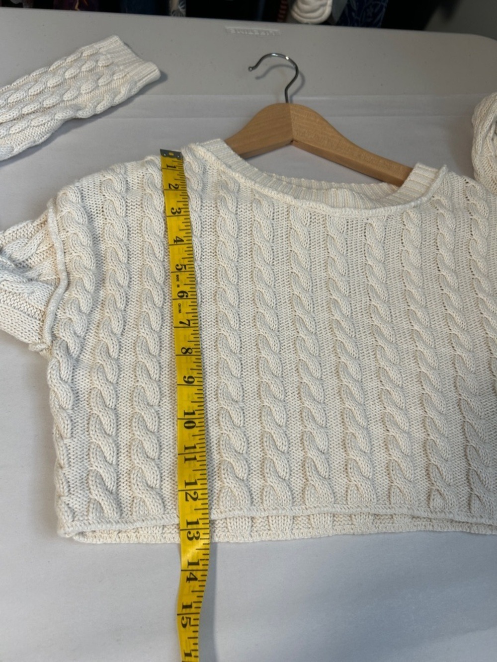 Free People Tuesday Coastal Cotton Cable Knit Cropped Sweater - Picture 9 of 11